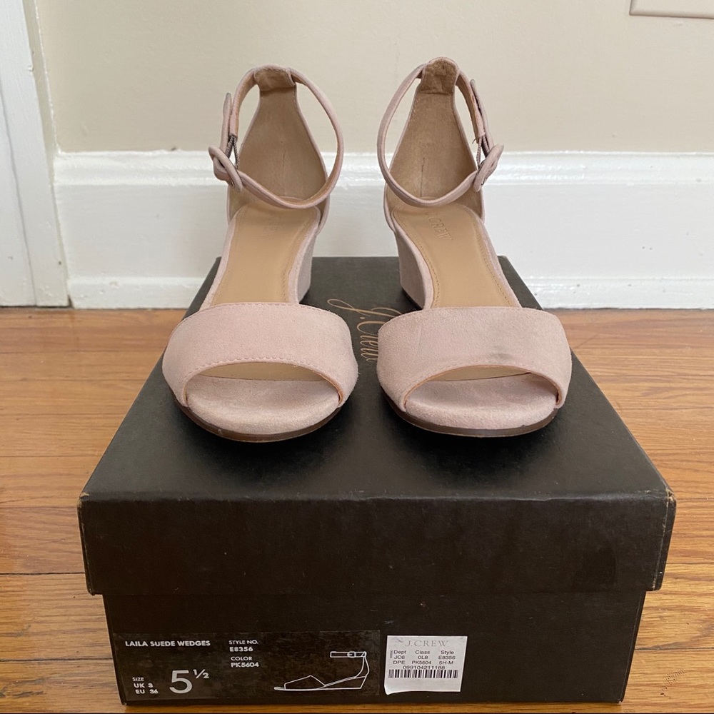 J.Crew Pink Laila Suede Wedges